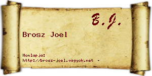 Brosz Joel névjegykártya